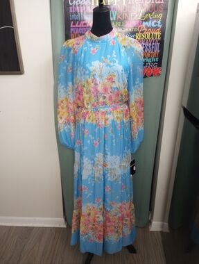 Maison Tara Blue Floral Maxi Dress!.